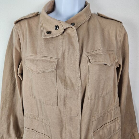 Pepochic Women's Light Khaki Military Style Jacket Snap Buttons Pockets Small - Picture 7 of 12